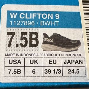 Hoka Clifton 9 Women's Sneakers - Black with White Accents